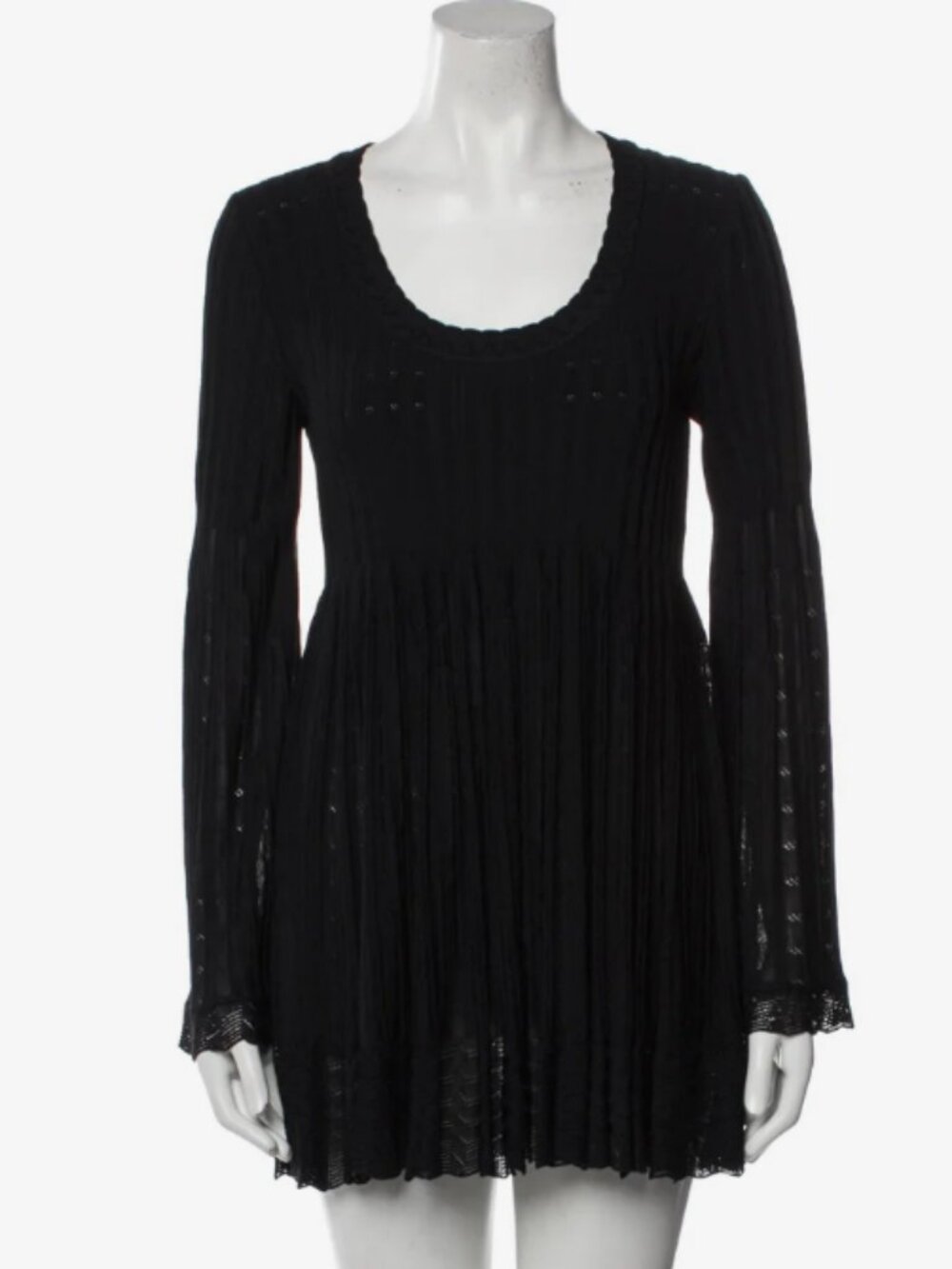 Alaia Black Scoop Neck Tunic Mini Dress